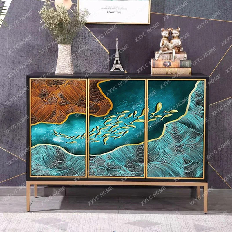 HMJLight luxury entrance foyer partition modern simple side cabinet entry shoe cabinet model room decorative storage