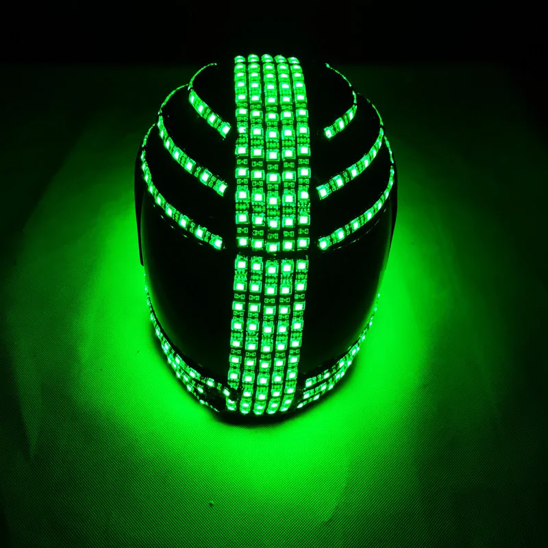 LED RGB Helmet Monster Luminous Hat Mask Waterfall Effect Glowing Robot Suit Party Costume Halloween Cosplay Headwear