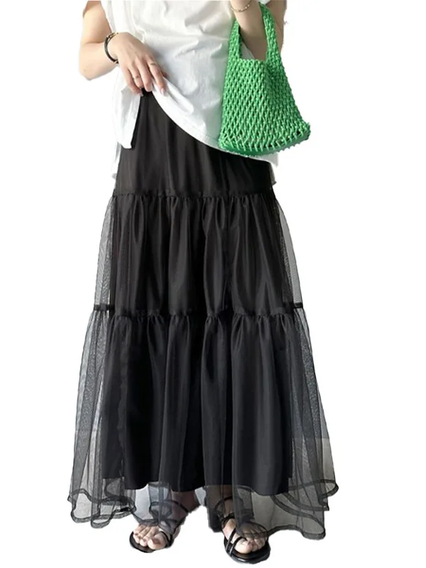 High Waist Me f Rock Damen Sli A-Linie Midirock Lässiger Gazerock Ele Dra Aosphere Rock