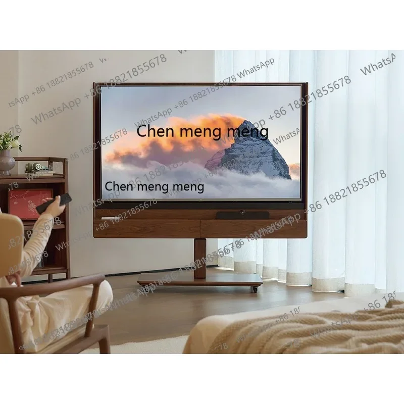 

Solid wood mobile bracket TV cabinet living room new household floor-standing desktop storage cart