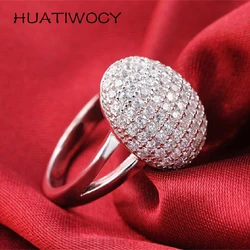 Luxury Charm Rings Silver 925 Jewelry with Zircon Gemstone Finger Rings Fashion Accessories for Women Wedding Party Bridal Gift