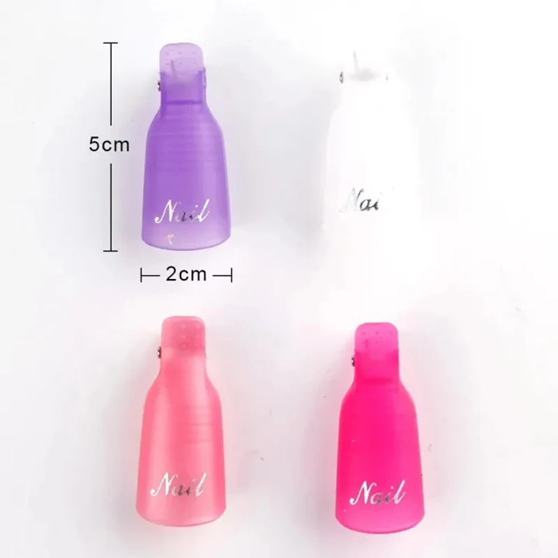 10pcs/Bag Nail Acrylic Removal Clip for Remove UV LED Gel Polish Purple Pink Manicure Tools Nail Supplies