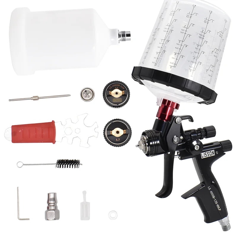 

1.3mm Air Spray Gun with 1.7mm Nozzle Kit Car Repair Spray Paint Gun With 600CC Mix Tank And Adpater 4000B HVLP Air Paint Gun