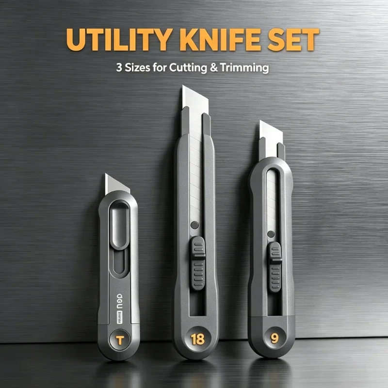 Deli Retractable Snap-Off Utility Knife 18mm9mm High Carbon Steel Blades Box Cutter Auto Lock Cutter Package Opener Office