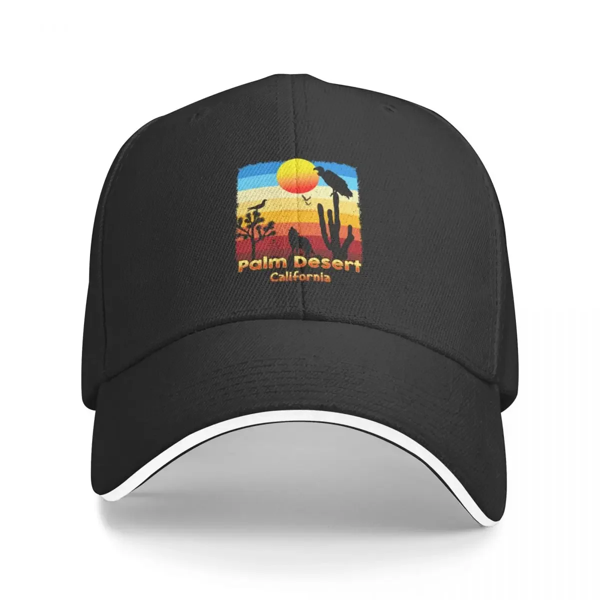 Palm Desert California CA Sunset Coyote Vulture Cactus Desert Californian Baseball Cap Golf Designer Hat Women's Men's