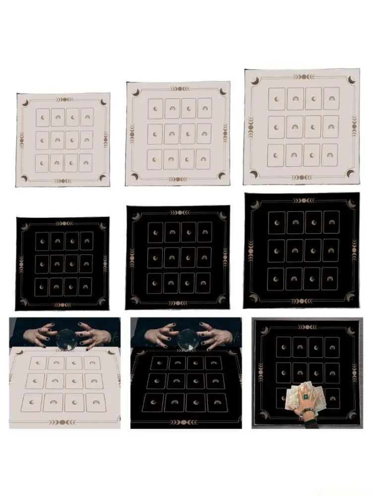 U2JB Foldable Tarots Practice Cloth Soft Mystical Themed Velvets Divination Cloth