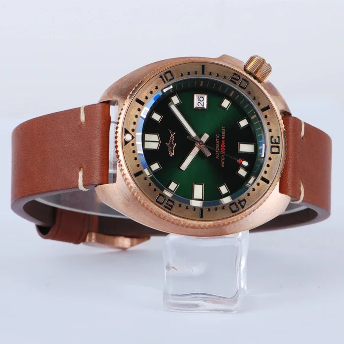 Heimdallr Tin Bronze 6105 Abalone Watch For Men Night Glow NH35 Movement Automatic Machine Sun Pattern 200M Waterproof Watch