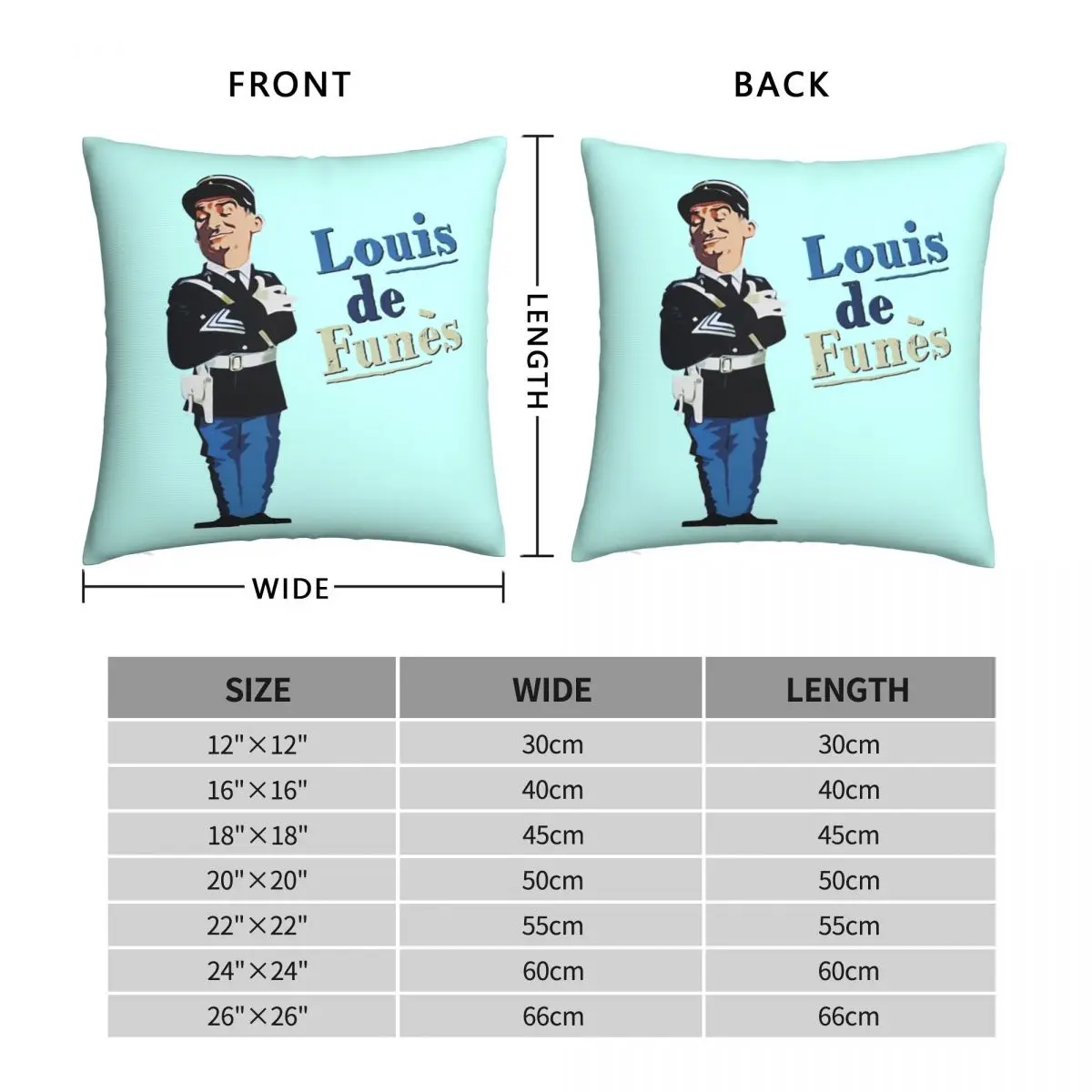 Louis De Funes Square Pillowcase Polyester Linen Velvet Creative Zip Decorative Home Cushion Case