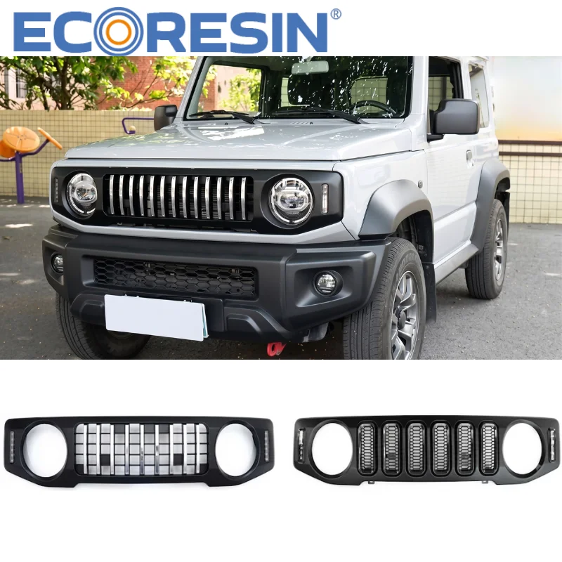 For Suzuki Jimny JB74 2018-2026 Modified Front Grille ABS Mesh Replacement Car Styling Grill with LED Day Running Light