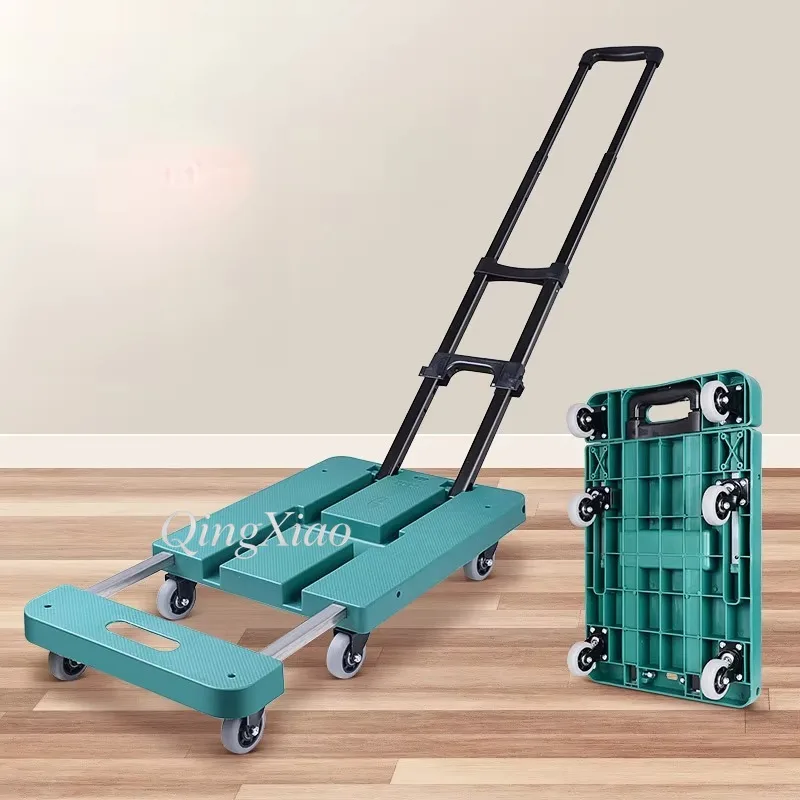 Portable Foldable Silent Pull Rod Trolley Versatile Hand Cart For Home Reloading Express Delivery Pickup Travel Luggage Carrying