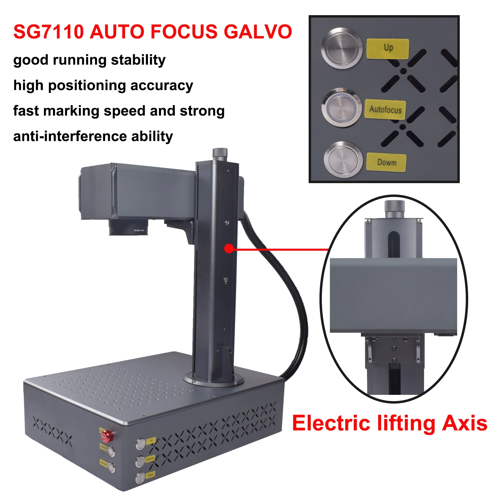 Autofocus macchina per marcatura Laser a fibra JPT Mopa 100W All-in-One incisore Laser portatile sollevamento elettrico per il taglio di gioielli