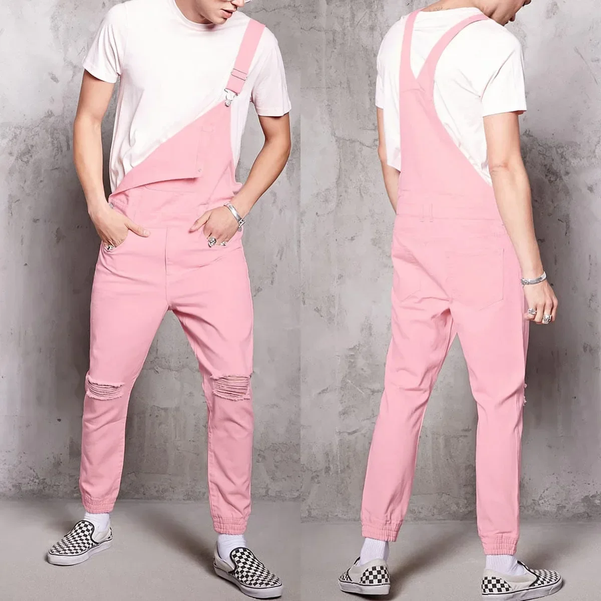 

Suspenders 2024 Autumn Vintage Jeans Jumpsuits Men Casual Pockets One Piece Pants Male Washed Straight Ripped Denim Overalls