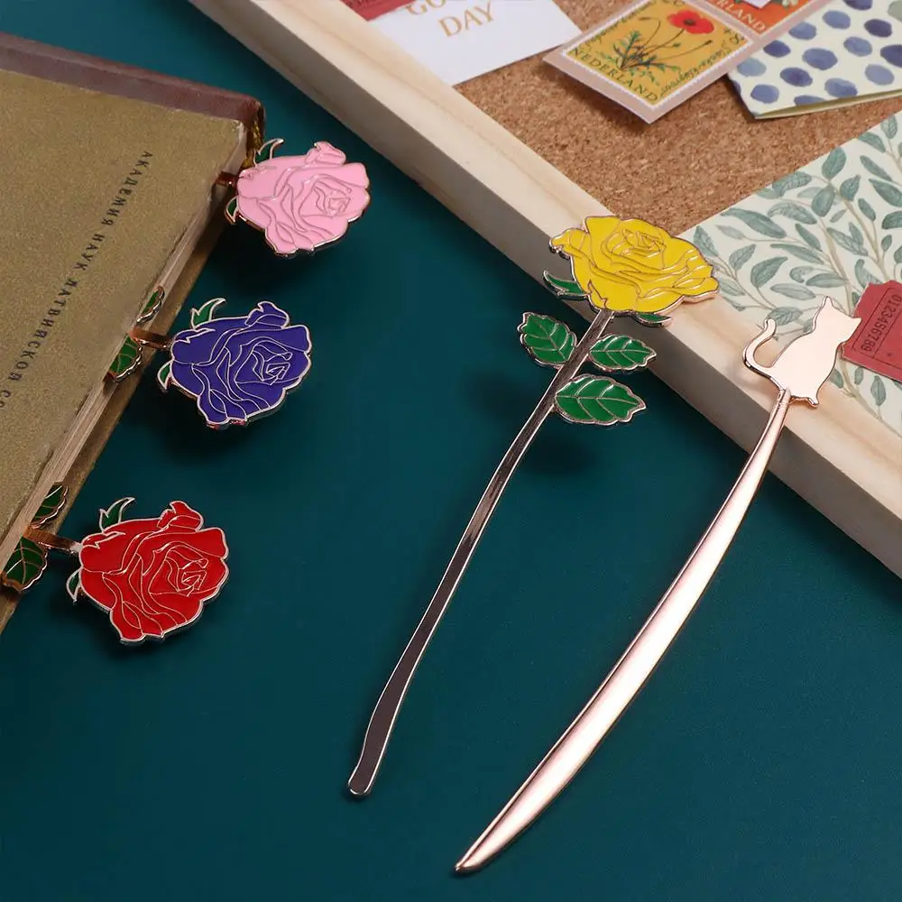 Office Supplies Kawaii Coloring Embossing Reading Book Mark Bird Rose Book Clip Alloy Bookmark Positioning Clip Bookmark