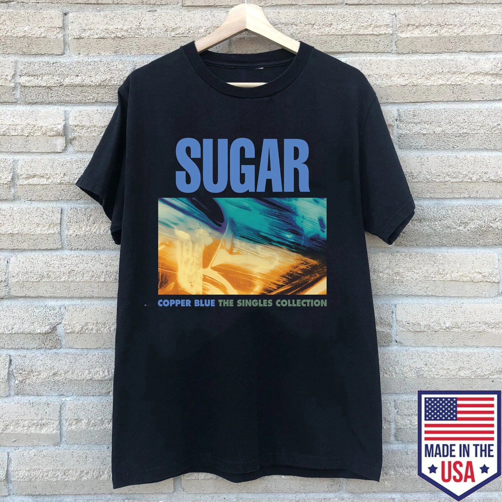 Sugar Band Bronze Blue Single T-shirt Printed Casual Men's and Women's T-shirts Daily Street Short Sleeves