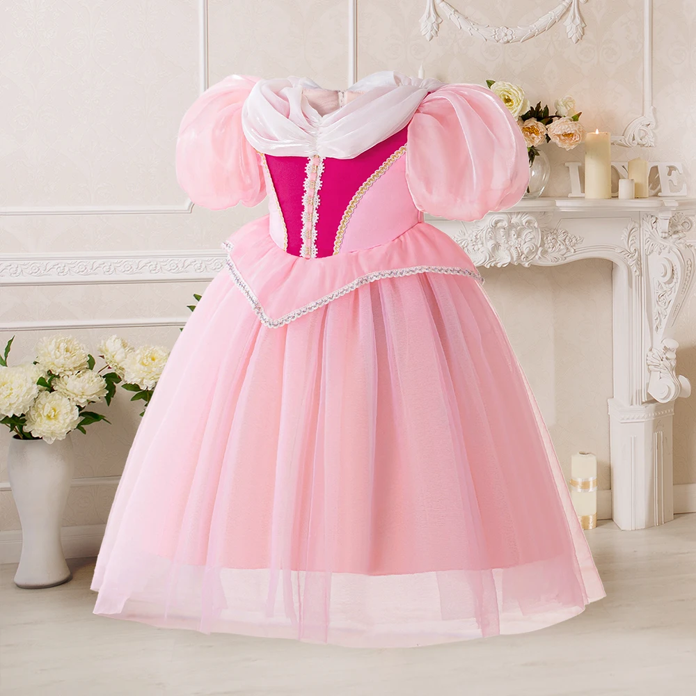 Baby Girls Peach Princess Dress Toddler 1st Birthday Party Dresses Girl Tulle Tutu Gown Kids Puff Sleeve Holiday Weekend Costume