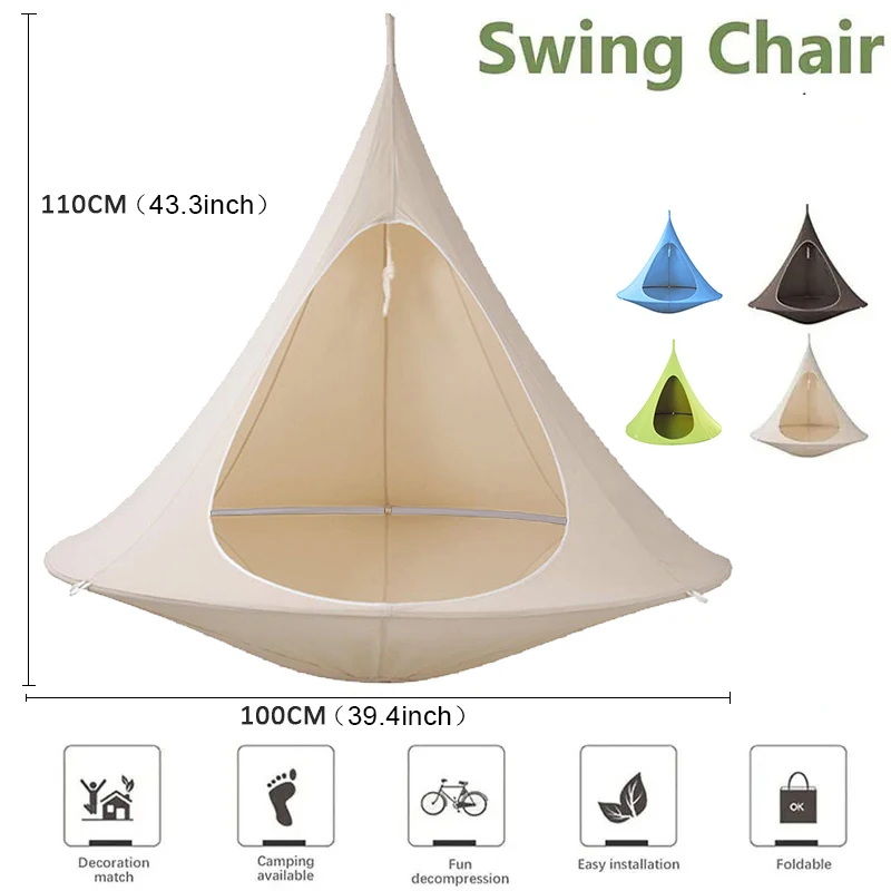 Outdoor Waterproof hammock Double Cacoon Hanging Chair Weight Capacity 80KG Outdoor and Indoor Use - Hanging Kit hanging tent