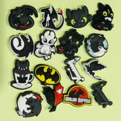 Hot Sale 16Pcs/set  Dragon Toothless Cartoon PVC Garden Shoe Charms Shoes Decorations DIY Wristbands Kids Party Gift