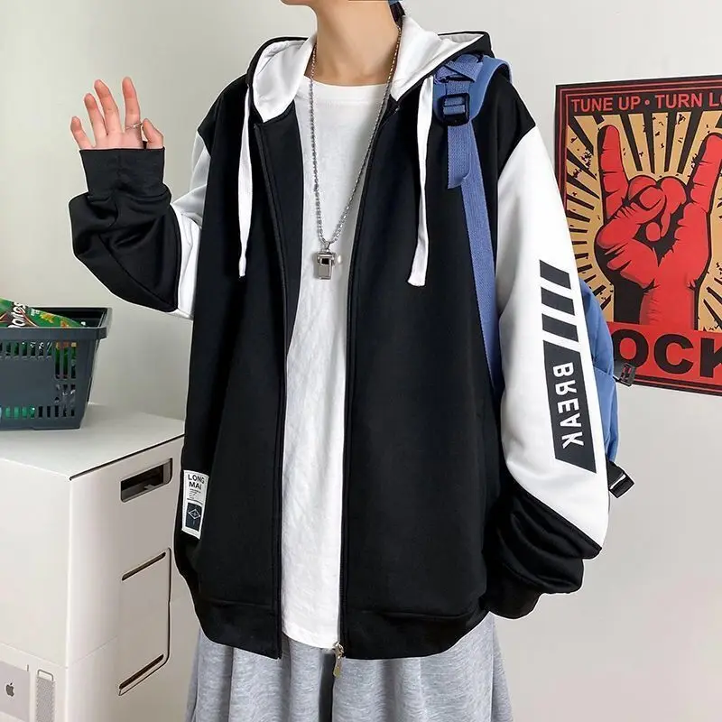 Coat men's sweater spring and autumn2022new hooded jacket suits Korean style Trendy Teen Top clothes