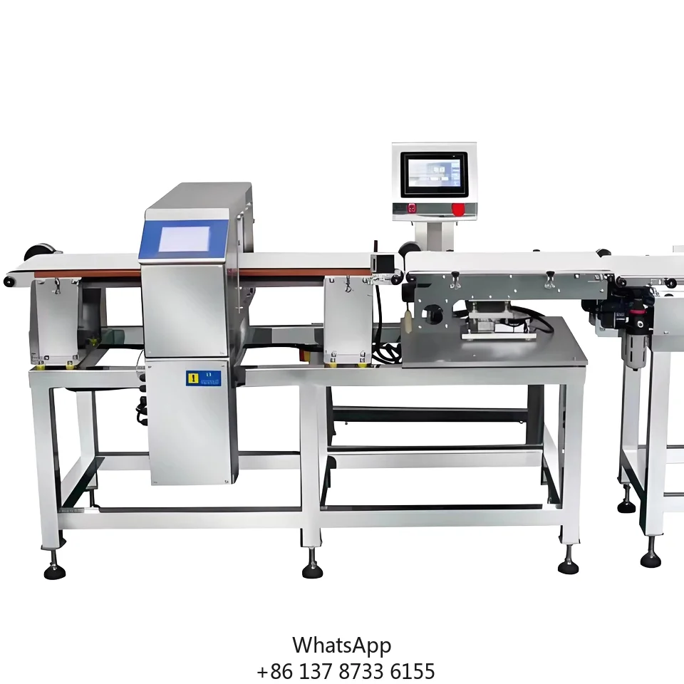 

Custom High Sensitivity All-in-One Industrial Metal Detector Weigher Check Machine For Food Packaging Industry Food Grade Belt
