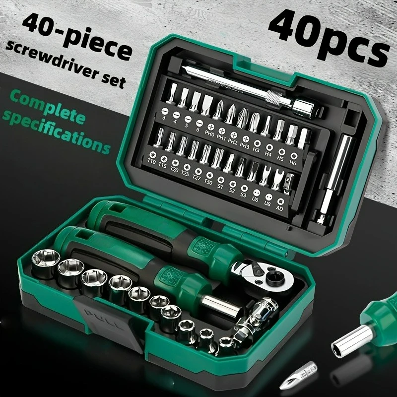 

40-Piece Professional Automotive Tool Kit | Carbon Steel Ratchet & Torque Wrench Set for Car & Bike Repair