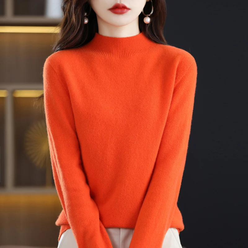 100% merino wool cashmere sweater women\'s sweater turtleneck long-sleeved pullover fall and winter warm pullover top