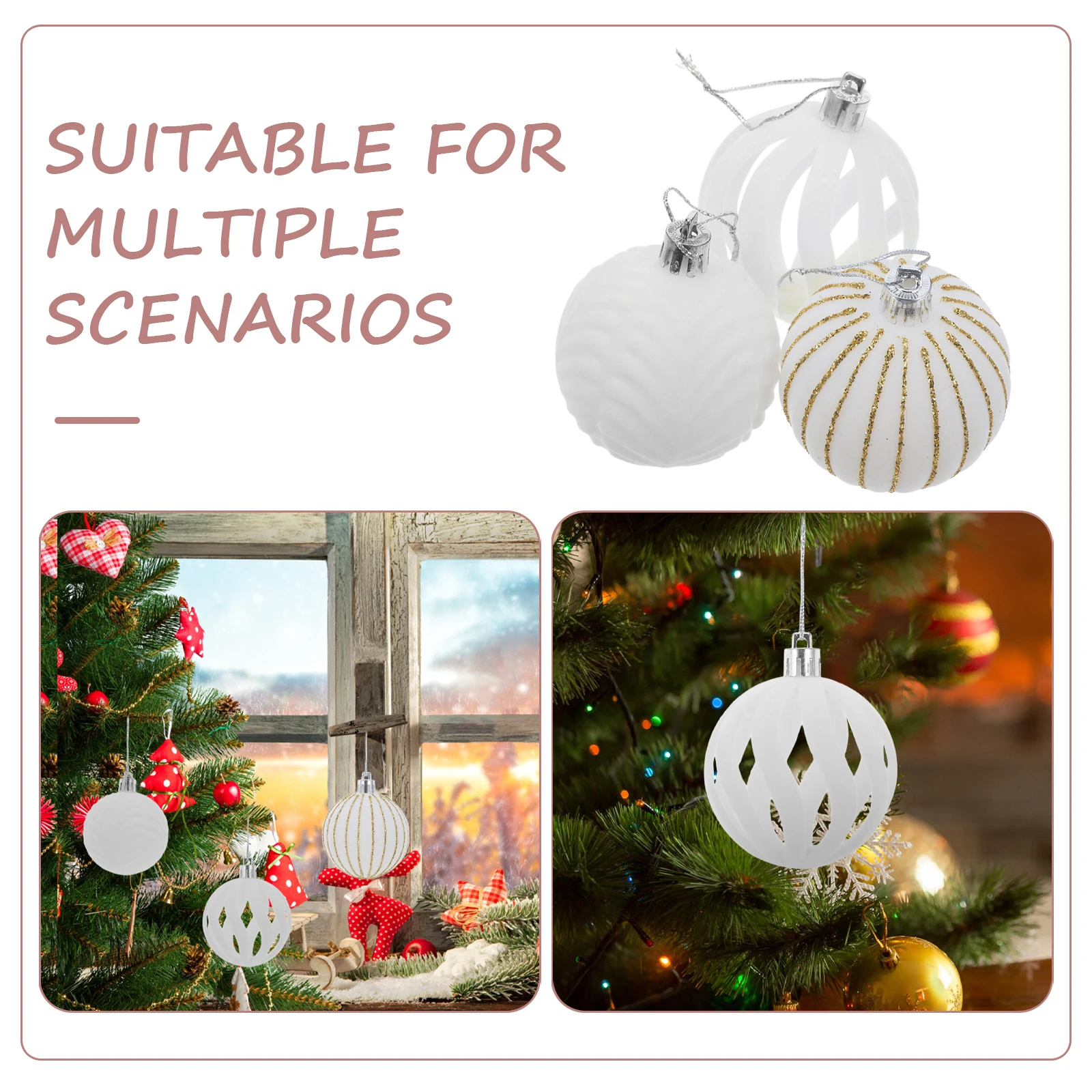 

6Pcs Xmas Tree Hanging Ornaments Flocking Ball Pendant Christmas Tree Decorations Xmas Party Decorations Holiday Supplies