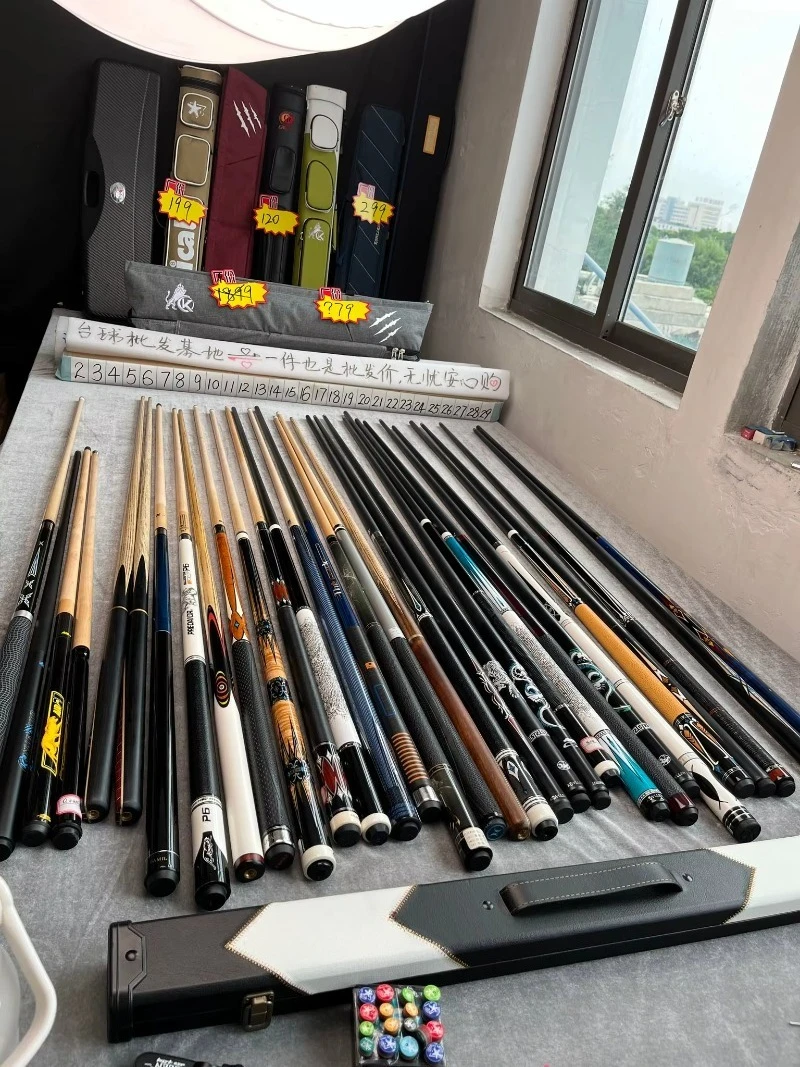 بيع المصنع للتخصيص القيقب/الكربون ملصق مائي/البطانة تجمع جديلة عصا المهنية انحراف منخفض البلياردو الملحقات