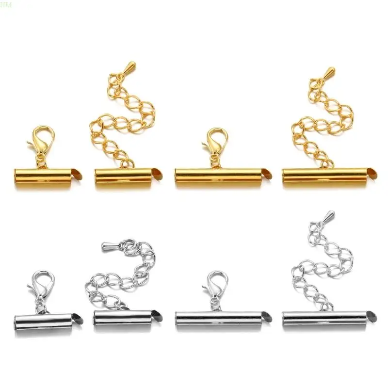 10 Set Adjustable Slider Clasp Buckles Crimp End Caps Jewelry Findings Slider Clasp Findings Perfect for Jewelry Making