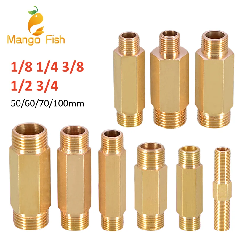 Copper External Direct Extension Pipe External Tooth Threaded 1/8 1/4 3/8 1/2 3/4 Male To Male Thread Adapter for Water Oil Gas