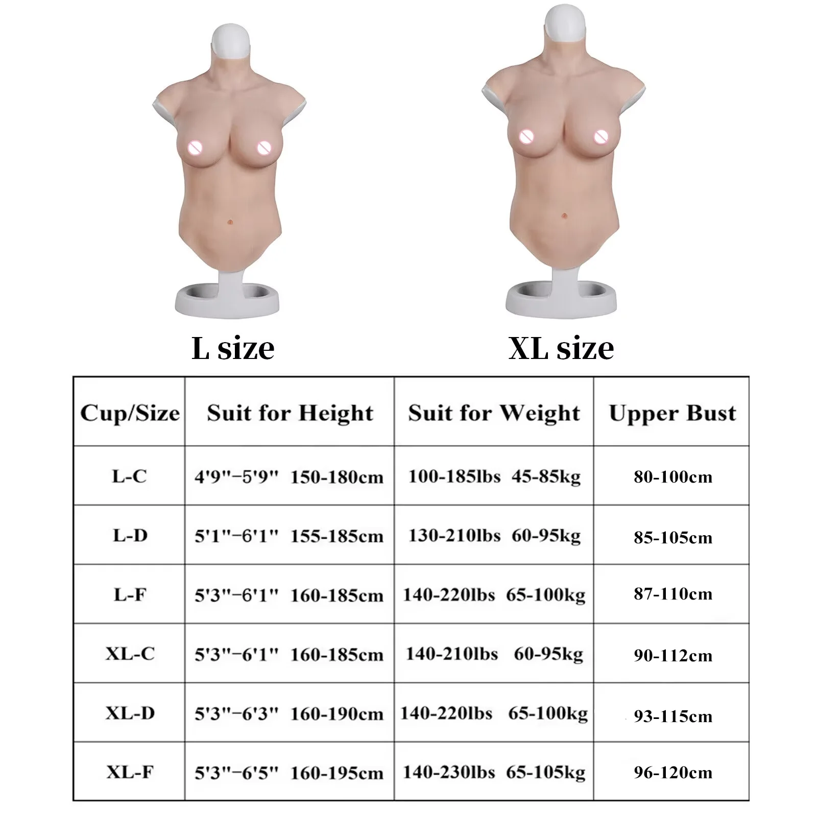 EYUNG 9th Crossdressing Fake Breasts Silicone Fake Breast Bodysuit Fake Boobs Shemale Breast Plates Artificial Halfbody Boobs