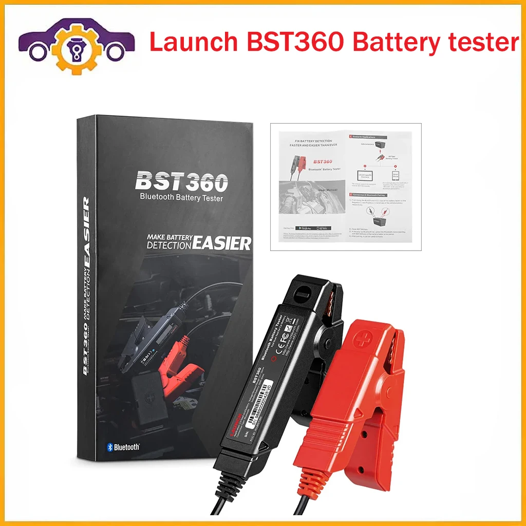 LAUNCH BST360 Bluetooth Battery Tester 12V Car Motorcycle Battery Analyzer Load Cranking Charging Tester for X431 Android IOS