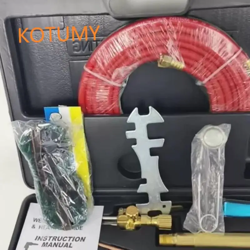 Portable Gas Cutting Torch Set American Style, Oxy Acetylene Welding Cutting Kit with Hoses, Nozzles and Carry Box