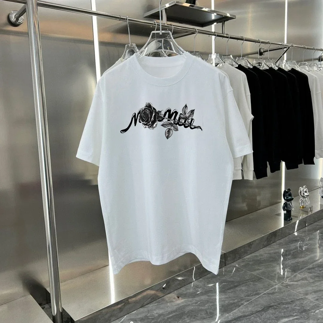 

2025 Summer Luxury Brand Y2K Top T-shirt Pure Cotton Printing Simple Style Casual Business Large Size Men's and Women's T-shirt