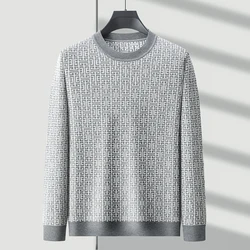High quality jacquard design round neck sweater men autumn and winter comfortable soft and fashionable brand casual knit sweater