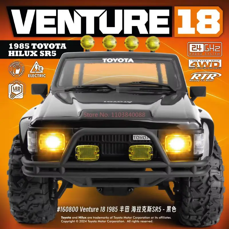 HPI VENTURE18 Samochód zdalnie sterowany 1/18 1985 Toyota Hilux Sr5 4wd Dwubiegowy samochód terenowy Model symulacyjny Zabawka Wakacyjny Gif