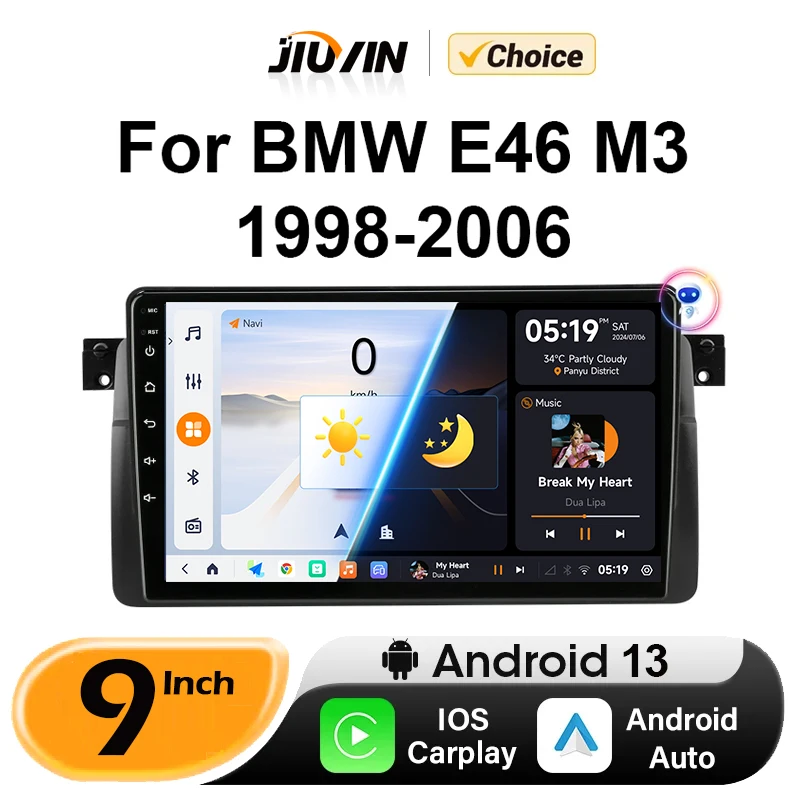 Jiuyin-Androidスマートシステム,カーラジオ,2ディン,HDタッチスクリーン,e46,m3,318, 320, 325, 330, 335, 9インチ,BMW用