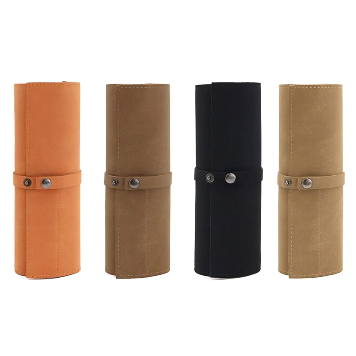 A67T NEW Watch Band Case Organizer,PU Leather Travel Watch Case Watch Roll Organizer,Watch Band Portable Storage Bag Orange