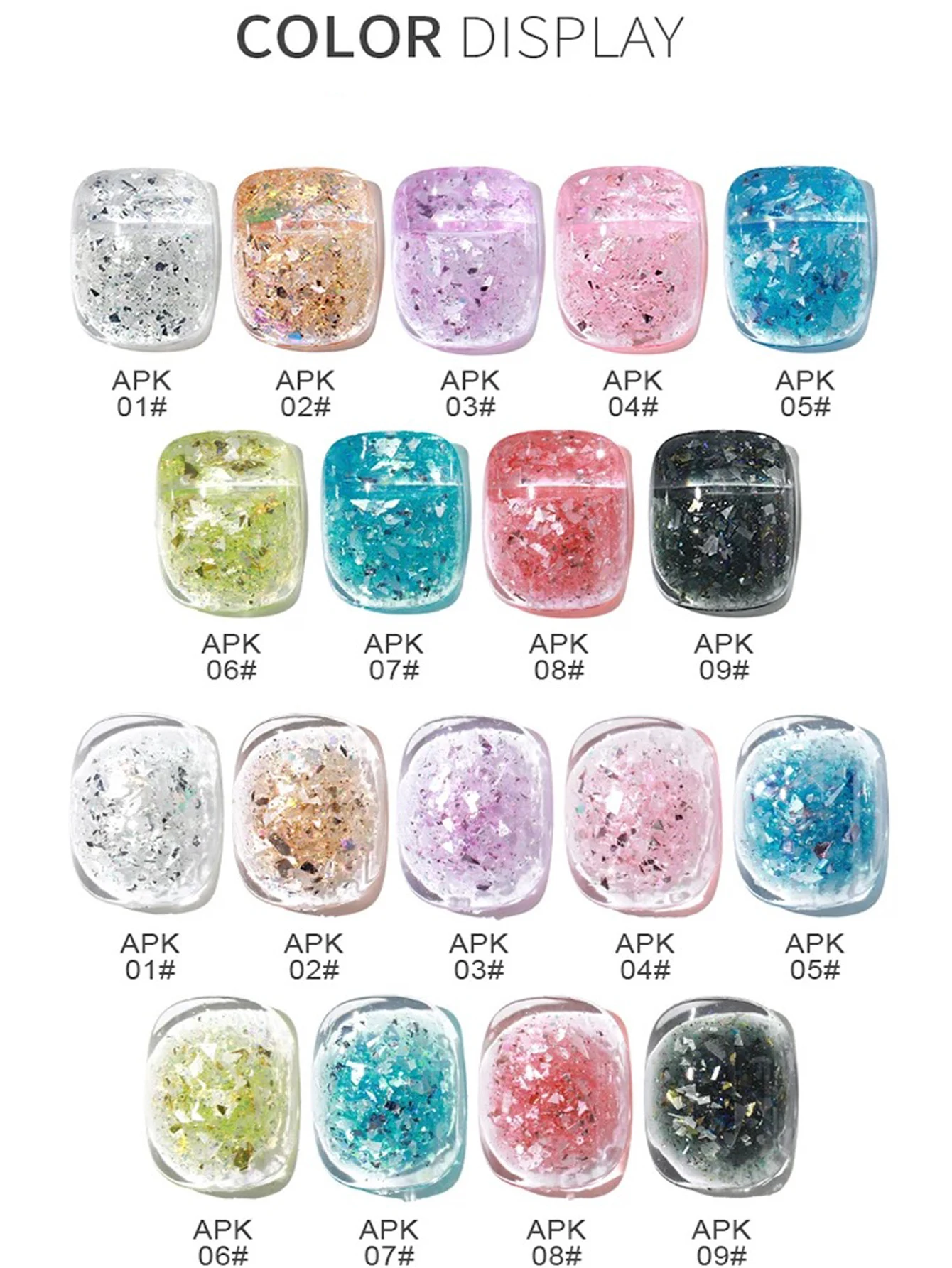 hot cakes 9PCS 2026 New  Autumn Colorful Shell Glitter Sequins Sparkling Crushed Diamond Nail Polish Gel,Lasts 28 Days