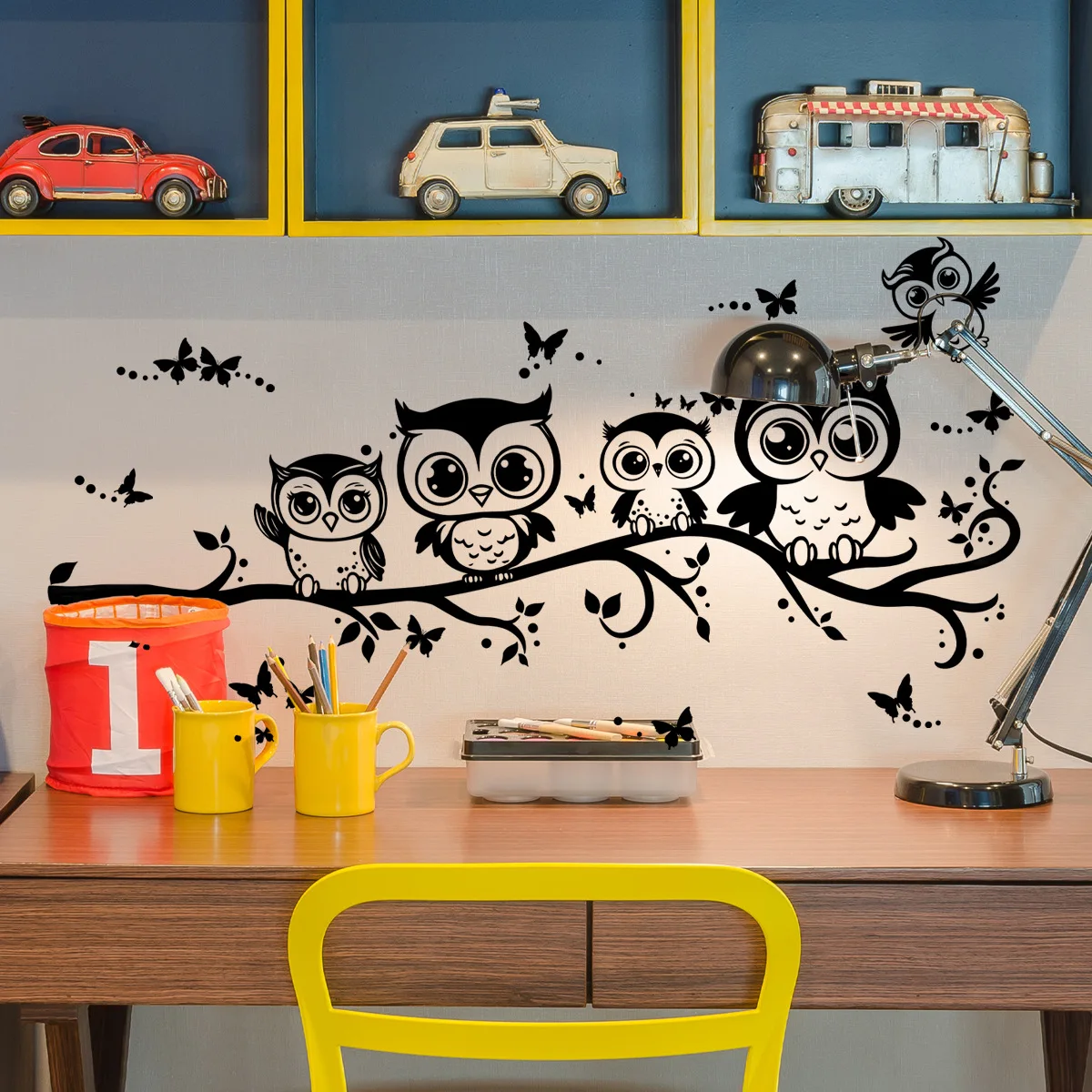 

Adorable Owl Branch Butterfly Creative Wall Stickers PVC Decals for Bedroom Living Room Home Decor