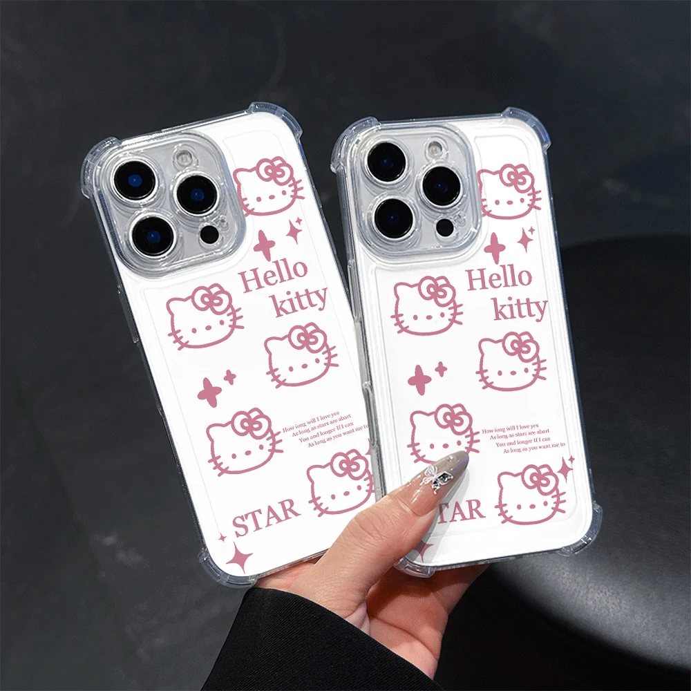 

Чехлы для телефонов Hello Kitty для IPhone 16, IPhone 16/15/14/13/12/11/x/xs/xs Max, мягкий чехол для телефона для девочек Sanrio KT, подарок для девочки