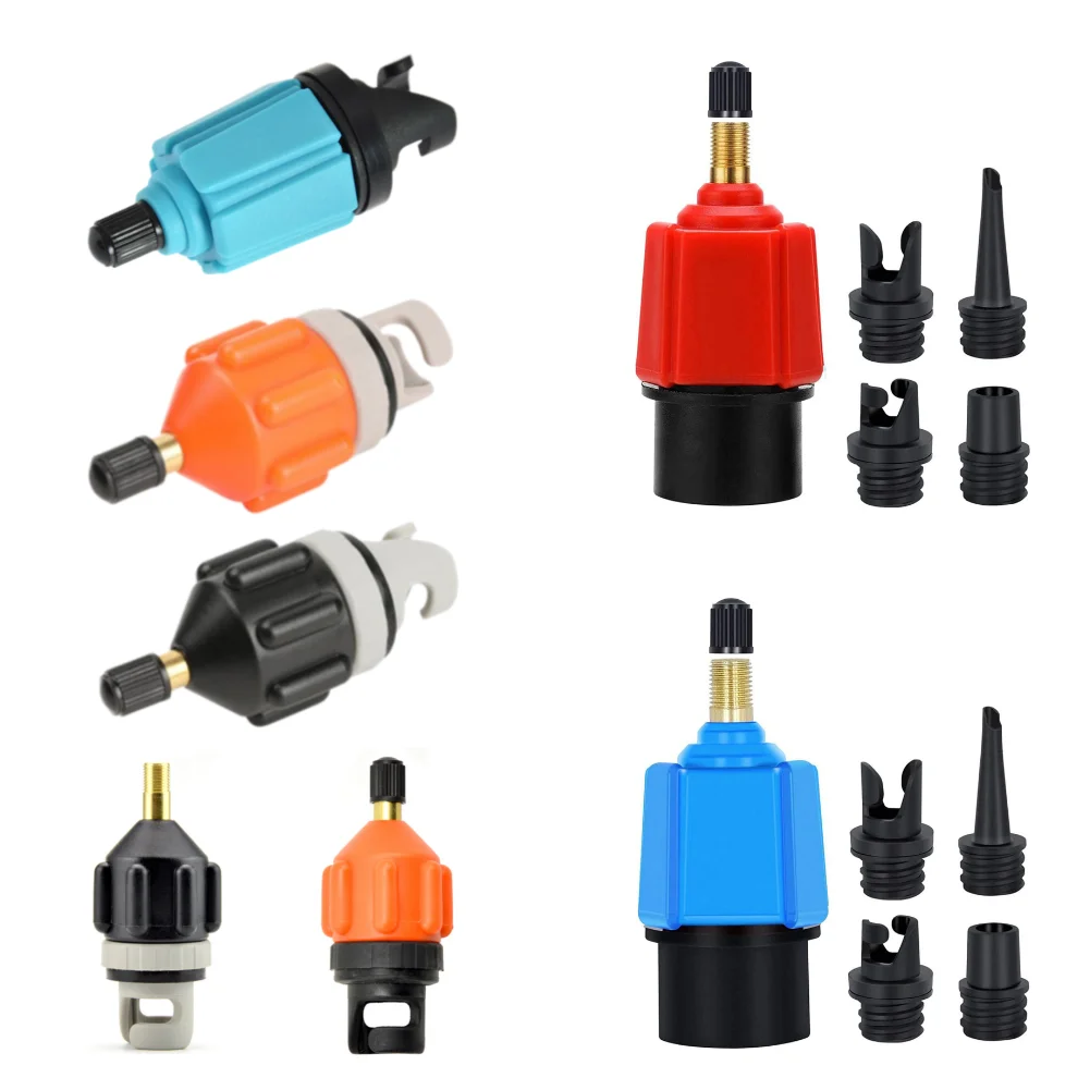 Air Valve Adaptor for SUP Board Inflatable Paddle Rubber Boat Kayak Air Valve Adaptor Tire Compressor Converter with Nozzle