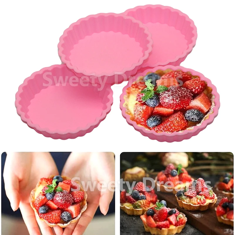 1Pc Non-stick Silicone Tart Molds Mini Quiche Round Fluted Flan Cake Decoration Baking Tools Pizza Pan Mould