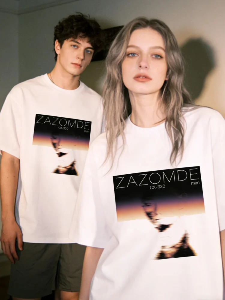 ZAZOMDE High Quality Matching Cotton T Shirts For Couples With Minimalist Abstract Portrait Print Comfort For Various Occasions