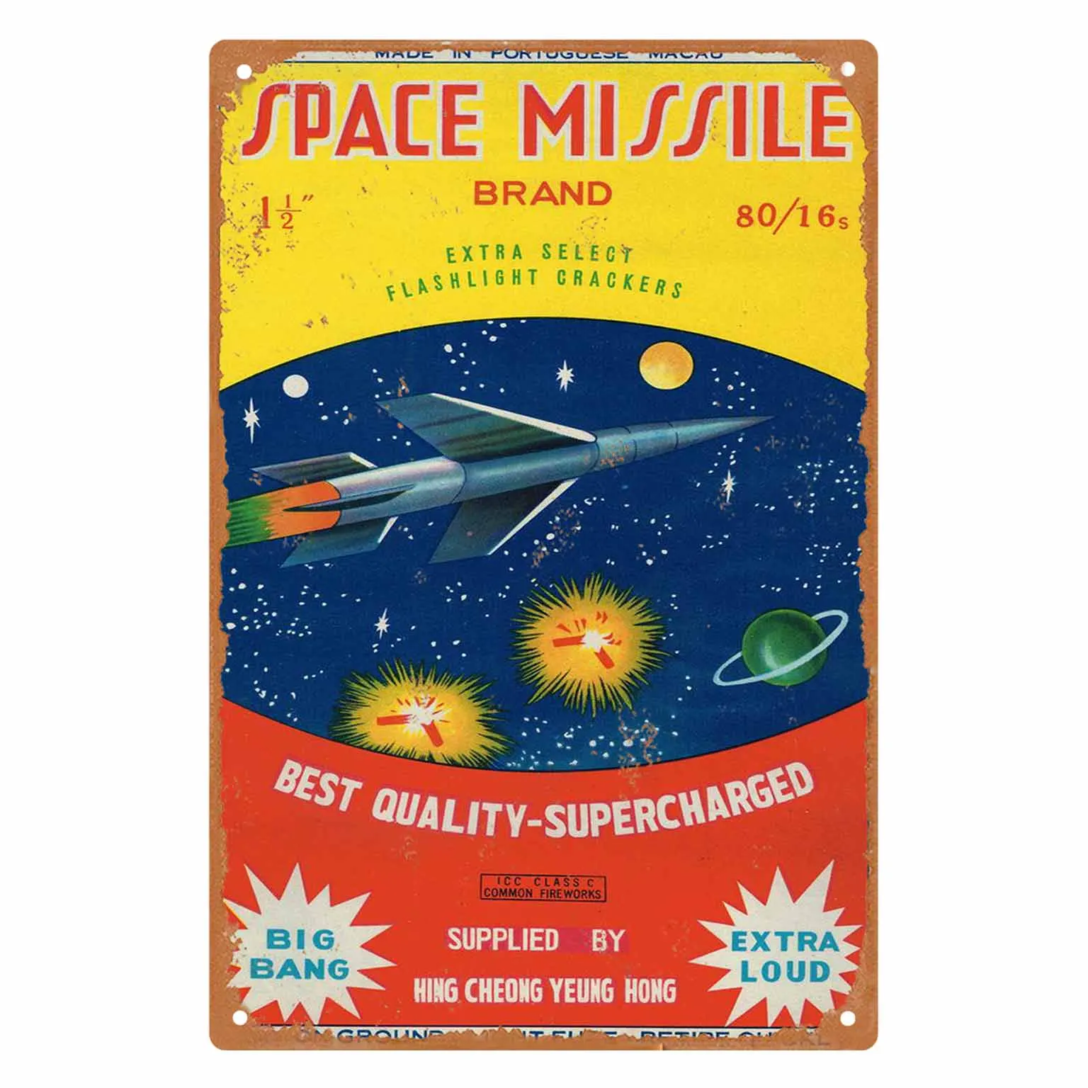 2D FLAT 1pc Space Missile Brand Extra Select Flashlight Crackers Vintage Poster for Home Bar Garage Bedroom Porch And Garden