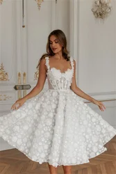 Customized Wedding Dress Lace Flowers Spaghetti Strap A-Line robes de soirée Knee-Length Valentines Day Evening Dresses  Gowns