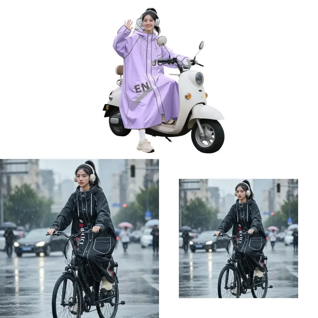 

Raincoat Quick Dry Breathable Armpit Vents Helmet Included For Adults