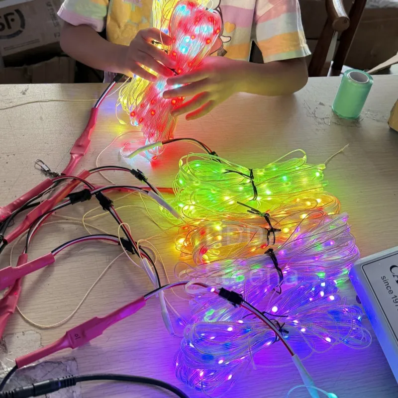 줄 장식용 DDDZ 20M LED 스트링 라이트, 속도와 색상 조절이 가능한 대형 삼각형 LED 델타 풍선 연