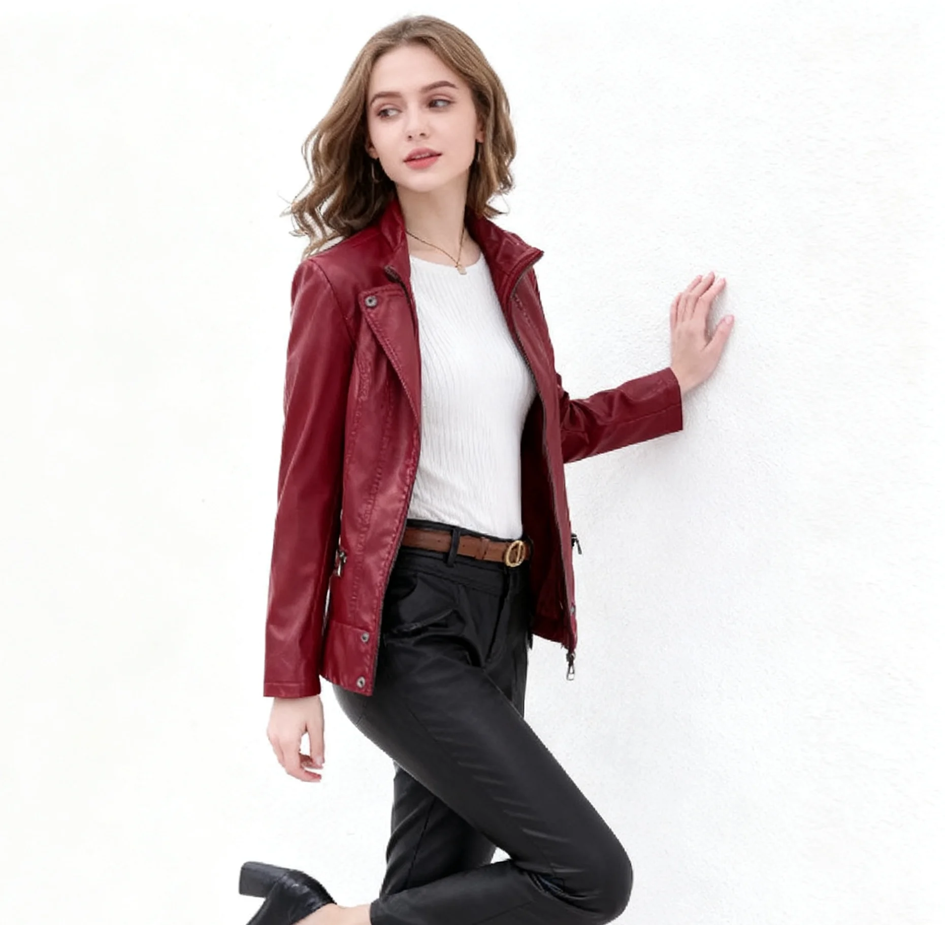 

Biker Jackets Womens Jacket Thin Fall Polyester Oil-Proof Splashproof Rainproof Outerwear Utility Outfits Practical Urban Velvet