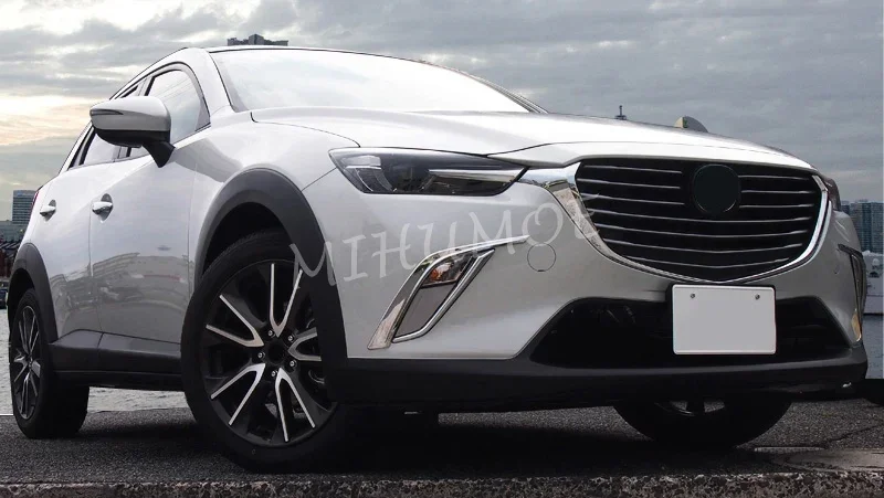 Chrome Front + Rear Fog Light Lamp Cover Trims Eyebrow Strip For 2016-2024 Mazda CX-3 CX3 DK Bumper Reflector Accessories