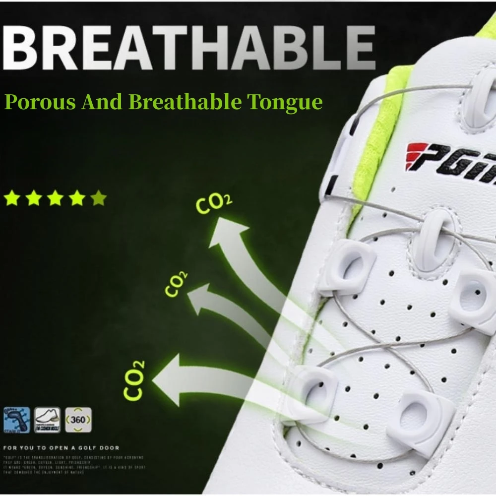 PGM Golf Shoes Men Sports Shoes Waterproof Knobs Buckle Mesh Lining Breathable Anti-slip Mens Training Sneakers 골프화 ゴルフシューズ